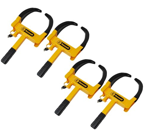 RocwooD 4X Caravan Wheel Clamp Lock Heavy Duty Anti Theft Protection Trailer Security 2 Keys Car Motorhome Adjustable Tyre Claw Boot Weather Resistant Safety