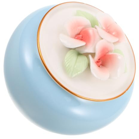 HIAKDOFT Urne pour Cendres de Petit Animal Céramique Bleue Boîte Commémorative Compacte pour Stockage des Cendres Poils et Dents de Chien et Chat Urne Funéraire et Élégante