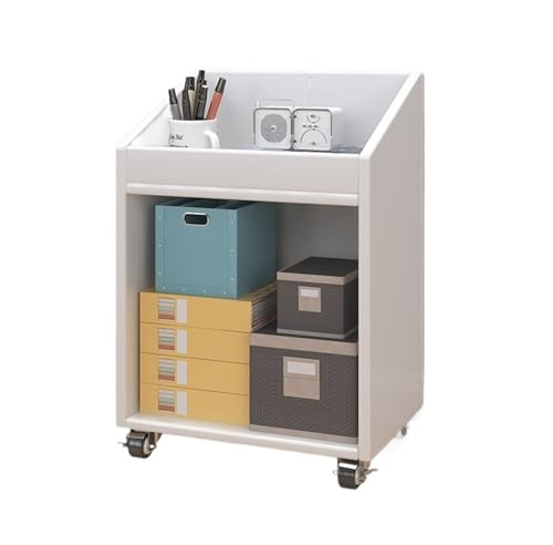 Cenz-888 File Cabinet File Cabinet Under Solid Wood Desk, Mobile Storage Side With Wheel, Low Office, Small Bookcase Shelf Printer Stand(White)