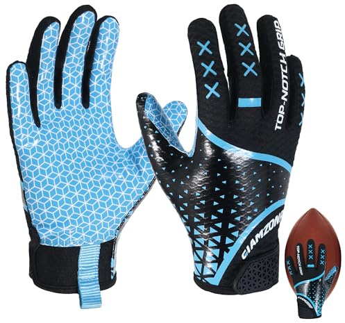 GIAMZONP Jugend-Footballhandschuhe, Kinderhandschuhe für Receiver mit griffiger Oberfläche, Flag-Football-Handschuhe