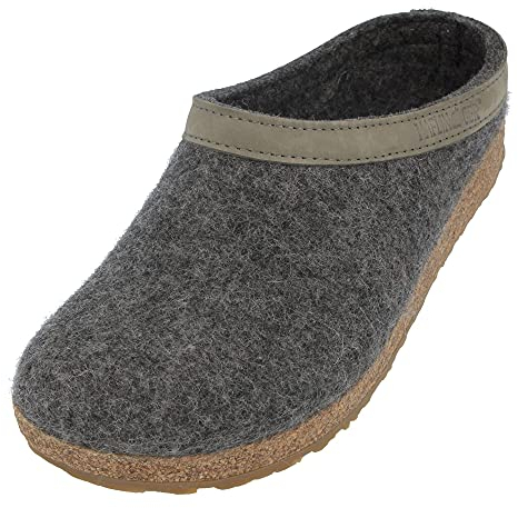 HAFLINGER Grizzly Torben Filzclog Hausschuh aus reinem Wollfilz Anthrazit, Gr. 38
