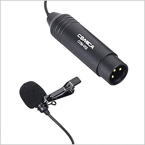 COMICA Micrófono XLR Omnidireccional Corbata con Alimentación Phantom,con Clip de Solapa y Cortavientos,para cámara Canon Sony Panasonic videocámaras Zoom H4n H5 H6 Tascam DR-40 DR-100(Paquete de 1)
