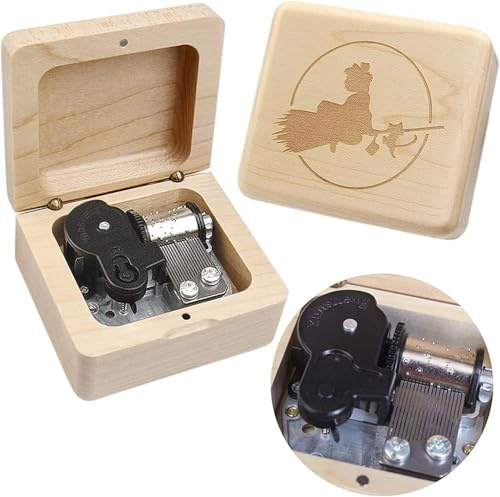 Sinzyo Music Box Vintage Wood Carved Mechanism Musical Boxs Gift For Birthday Valentine's Day Christmas Day(Kikis Delivery Service -Wine Red Box)