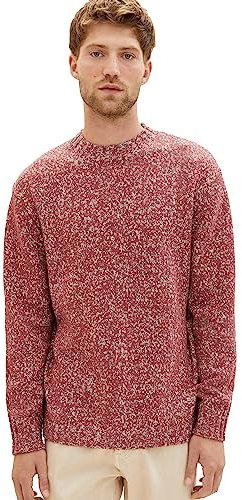 TOM TAILOR Herren Comfort Fit Mouliné Strick-Pullover