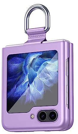 BORYA Funda para Samsung Galaxy Z Flip5 (Flip 5) 5G, Delgada Antigolpes Premium Duro PC Carcasa, Ligera Plegable Sedoso Mate Estuche, Anti-rasguños Anticaída Caso con Anillo, Púrpura