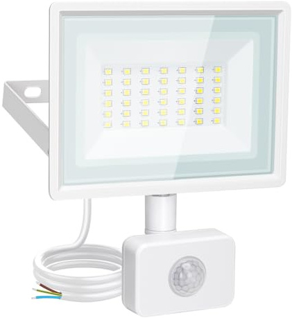Aigostar 30W Security Lights Outdoor Motion Sensor, 2510 Lumen PIR Light, IP65 Waterproof Motion Sensor Flood Light, Ultra Thin Outdoor Lights for Forecourt, Backyard, Garages, 6500K