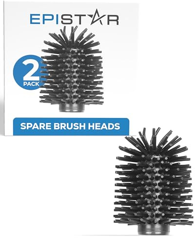 Reservhuvuden för toalettborste – 2-pack – reservborsthuvuden i silikon – passar 1,1 cm handtag – ersättning toalettborsthuvud – svart – vit – grå (svart)