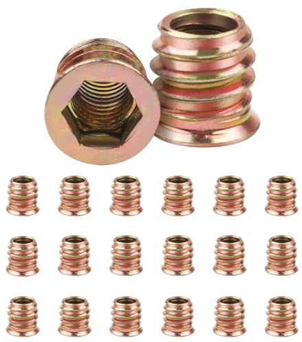 20 Stück Einschraubmutter M6x13mm, Jeboler Gewindeeinsätze Einpressmuttern Gewindehülsen Einschraubhülse, Gewindeeinsatz Holz Einschraubhülse Hülsenmutter, Zink Einschraubmuffen für Holzmöbel