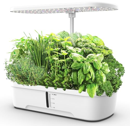 Hydroponisches Anzuchtsystem mit 12 Töpfen, Indoor Kräutergarten Komplettset mit LED-Wachstumslicht, für Haus & Küche, LED Pflanzenlampe, Verstellbare Höhe, Smart Garden Perfekt für Zuhause und Büro