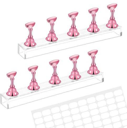 Piriuuo Nagel Stander, Acryl Nagelständer Nagelübungsständer Magnetische Nagelspitzen Halter Nagel Aufdrück Nagelständer Nagelspitze Maniküre Werkzeug Nägel Tipps Halter für Nagelspitzen, Roségold