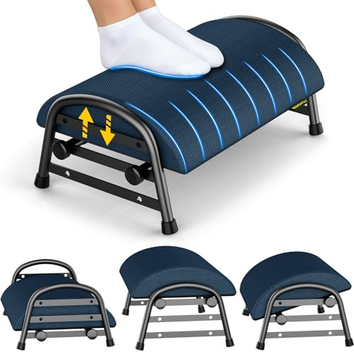 YEASHEIN Adjustable Foot Rest for Under Desk at Work, 6 Positions - Blue