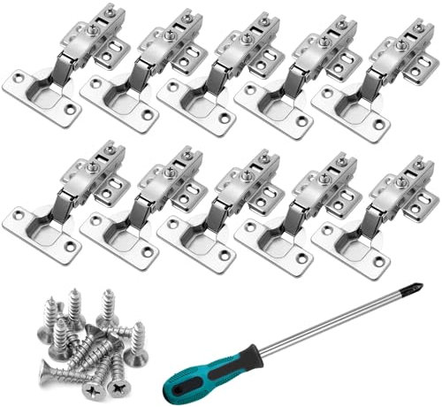 PRZRAO 10 Piezas Bisagras Puertas Cocina Ángulo de Apertura 110° Bisagras Puerta Armario con Resorte Hidráulico Bisagras Abatibles para Mueble de Cocina Mueble de Baño Armario