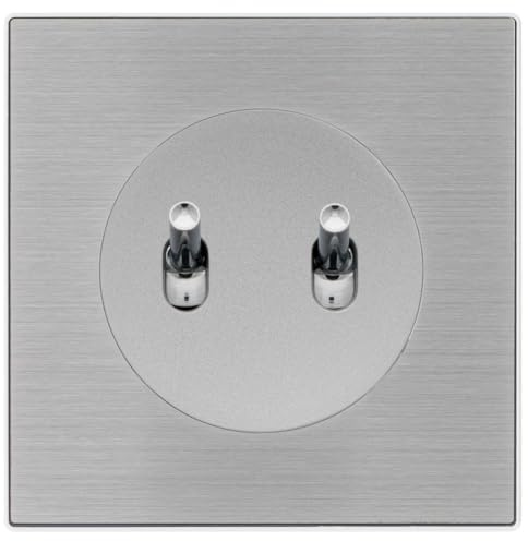 FONTINI - Double va-et-vient ALU avec manette chrome DOM et plaque simple métallisée gris – Double contrôle avec style et modernité