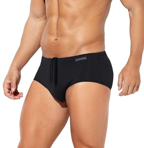 Casey Kevin Men's Swimming Briefs Quick Dry Bikini Swim Trunks,Black L