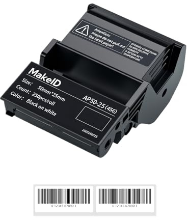 MakeID EP53 Étiquettes PET Toutes Conditions pour câbles et fils intérieurs/extérieurs, étiquetage DataCom – pour étiqueteuse industrielle portable EP53, 50 mm*25 mm
