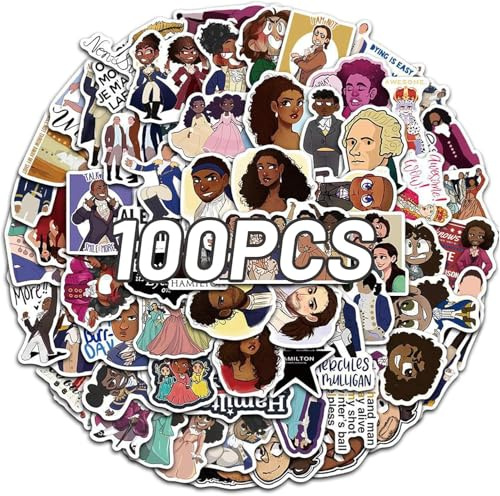OT-NVWOZR Hamilton, set di 100 adesivi in vinile, impermeabili, impermeabili, per scrapbook e cartoni animati