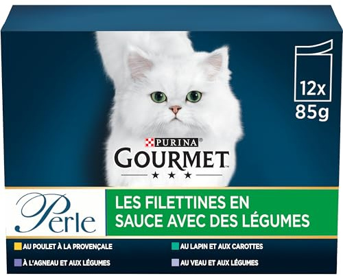 Gourmet Perle Les Filettines avec des Légumes 12X85 g Sachets Repas pour Chat Adulte - Lot de 6