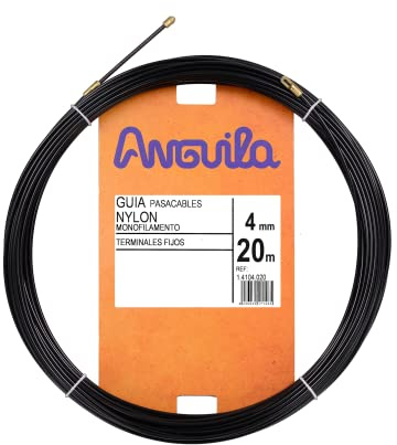 Anguila Guía Pasacables Nylon Negro ⌀4mm 20m T.Fijos Electricista