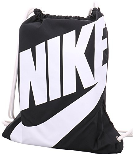 NIKE NK Heritage Gym Sack Bolsa de Gimnasia para Gimnasia Bag Negro/Blanco