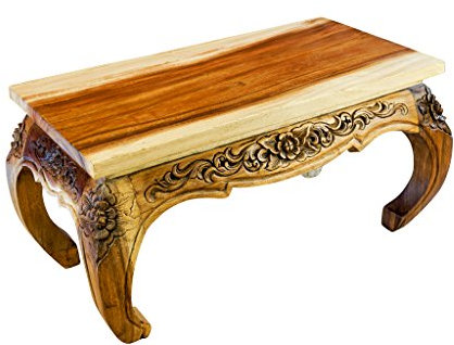 Kinaree 80x40cm Akazie Massivholz Couchtisch - Opiumtisch (Natur)