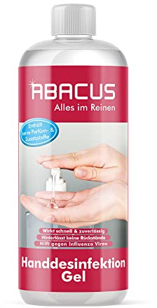 ABACUS® Handdesinfektion Gel, Desinfektionsgel, Handdesinfektion, Desinfektion, Desinfektiongel, Gel in Spenderflasche, Schnelldesinfektion – Handdesinfektion Gel 1000 ml (2121)