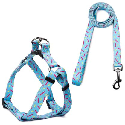 Cosyhome London - Juego de Correa de arnés para Perro, Transpirable, Ajustable, Correa y arnés sin tirones para Perro pequeño, Mediano y Grande (M, Azul)