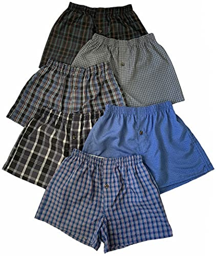 ToBeInStyle Boys' Pack of 3 or 6 Cotton-Blend Tartan Patterned Boxer Shorts - 3 Pack: Assorted - Large