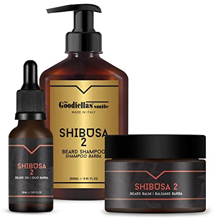 Bartset für Herren The Goodfellas' Smile Shibusa 2, 3 in 1 Geschenkset Bartpflege Herren - mit Shampoo Bart, Balsam, Öl - 100% Made in Italy