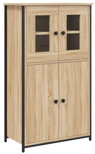 vidaXL Buffet Haut, Armoire avec Portes, Meuble de Rangement, Organisateur de Salon Salle de SéJour, Industriel, Chêne Sonoma Bois d'Ingénierie