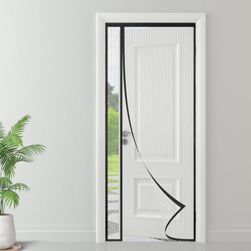 ESMAYULO Moustiquaire Porte Magnétique à Ouverture Latérale 90x210 cm, Installation Facile sans Perçage, Anti-Moustiques & Insectes pour Porte Fenêtre/Balcon - Noir