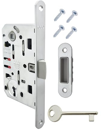 Serratura AGB Mediana Evolution con solo Scrocco Centrale per Porta Interna. (Cromato Opaco)