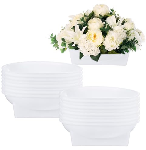 M METERXITY 18-Pack Floral Foam Round Bowls, 6.3 Inch Round Arrangements DIY Floral Bowls, Flower Arrangements Round Floral Supplies for Holiday/Wedding/Party/Birthday Decor [White]