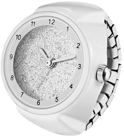 OIDEA Relojes Anillo Elástico Unisex: Reloj de Cuarzo Analógicos para Hombre y Mujer Escala de Diamantes Correa de Acero Estirable Blanco - para Uso Diario Ocio Regalo