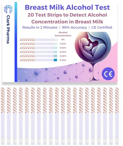 Pack de 20, Test de Alcohol en Leche Materna, Tiras Reactivas para Detectar la Presencia de Alcohol en la Leche Materna