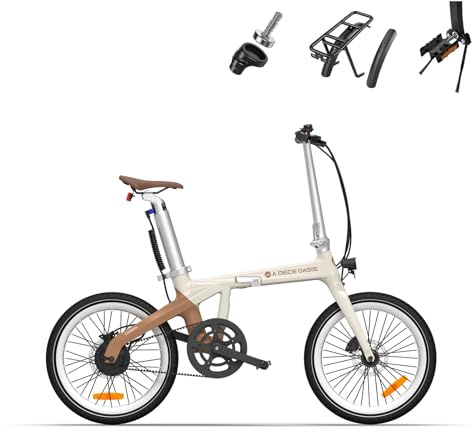 Vélo électrique Pliable ADO AirCarbon 20″ pour Adultes, Ultra Léger 14,5 kg, Transmission par Courroie, Mmoteur Bafang, Modes ECO et Sport, GPS, LCD, Application, Autonomie Jusqu'à 100 km (Kaki)