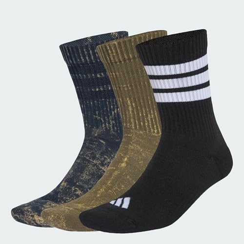 adidas Unisex 3 Stripes Cushioned Crew Stone Wash 3 Pair Pack Socks