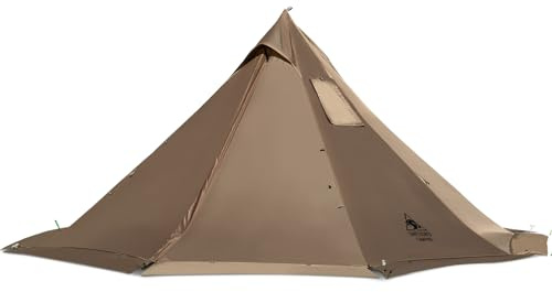 OneTigris Smokey HUT Hot Tent with Stove Jack, Ultralight 4 Season Tipi Tent with Snow Skirt & Detachable Floor for Camping, Hiking, Bushcraft, Backpacking