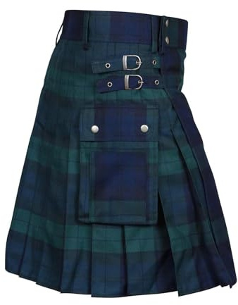 Kilt écossais pour Hommes, Traditionnel, à Carreaux, pour Homme, Tartan Irlandais, Combat, Punk, Gothique, région montagneuse, Jupe, Kilt Utilitaire, avec Sangles et Poches
