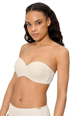 YSABEL MORA. Top Bikini Bandeau Tejido Calado Copa C. con Aro Y Relleno. Tirantes Regulables Y Desmontables. Opción Sin Tirantes. Combínalo con Braga A Juego para Look Completo .Colección Sand.