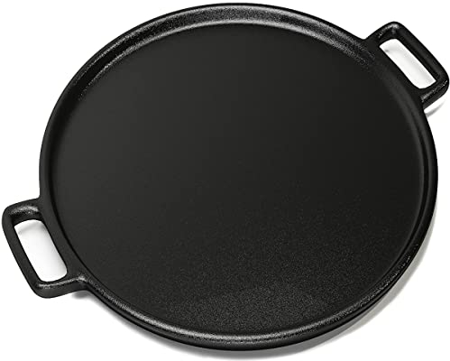Home-Complete HC-5001 Pizza-Pfanne aus Gusseisen, 35,6 cm, zum Kochen, Backen, Grillen, langlebig, gleichmäßiges Erhitzen und vielseitiges Küchen-Kochgeschirr, schwarz
