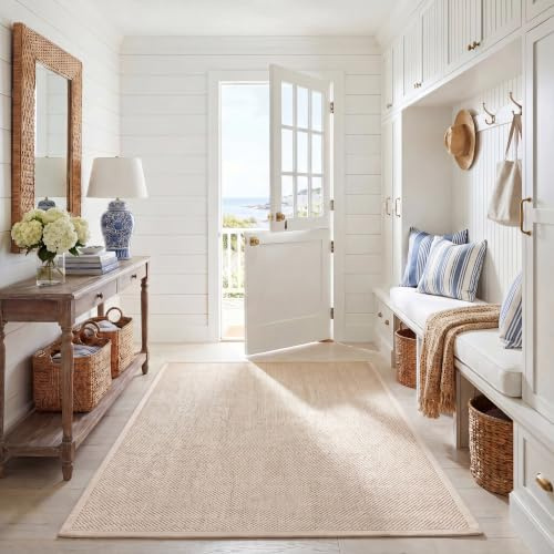 SAFAVIEH Area Rug 5x8 - Natural Fiber Collection - Marble & Beige, Sisal, Woven Design with Border (NF143C)