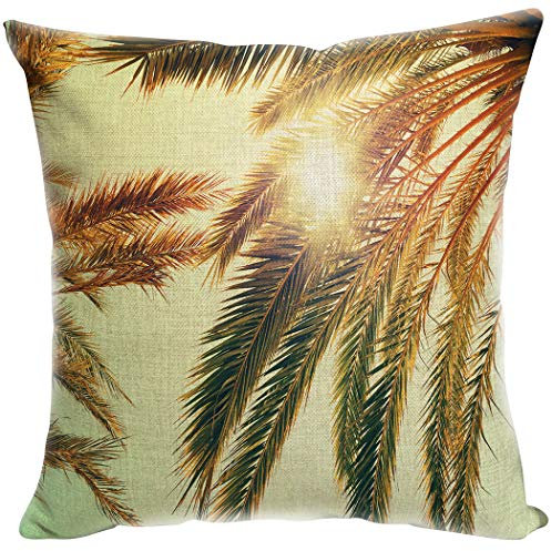YISUMEI Kissenbezug 60 x 60 cm Home Decor Sofa Werfen Kissenbezüge Pillowcases Warme Sonne Durch Die Palmen