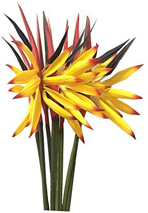 Medium Bird of Paradise 23 Inch,Artificial Flowers Outdoor UV Resistant No Fade Fake Plastic Plants,Flower Stem 5 mm,Artificial Flower Plants Small Flower Arrangement for Home Office 8 Pcs (Yellow)