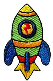 Mono-Quick Bügelbild Aufnäher Patch Applikation zum Aufbügeln Rakete 4,5 x 2,8 cm