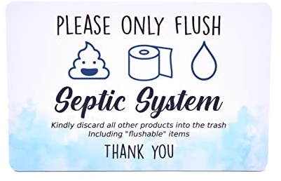 Panneau humoristique avec inscription « Please Only Flush... with emojis » - Idéal pour informer les invités d'une fosse septique - Autocollant et étanche.