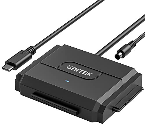 Unitek IDE/SATA to USB C 3.0 Adapter, Universal IDE Hard Drive Little Triangle pro Converter for 2.5/3.5 Inch IDE and SATA External HDD/SSD, Support 10TB