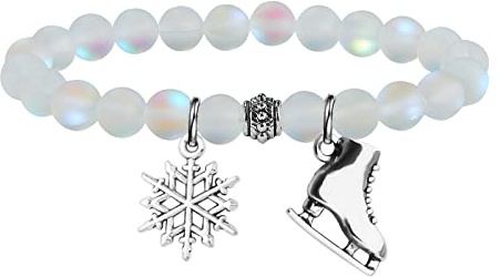 UJIMS Ice Skate Gift Skater Charm Bracelet for Skate Lover Skating Team Sport Skater Jewelry Figure Skating Gift for Her (Skater Bead Bracelet)