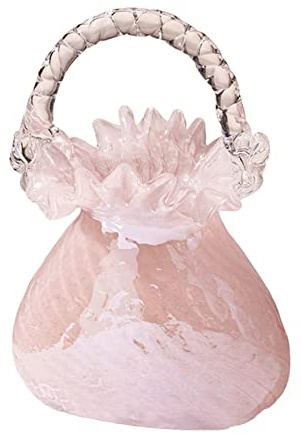 DCQRY Glass Bag Vase, Glass Purse Vase for Flowers, Clear Glass Vase with Handle, Handbag Shape Flower Vase, Modern Flower Arrangement Fish Tank for Home Wedding Decor