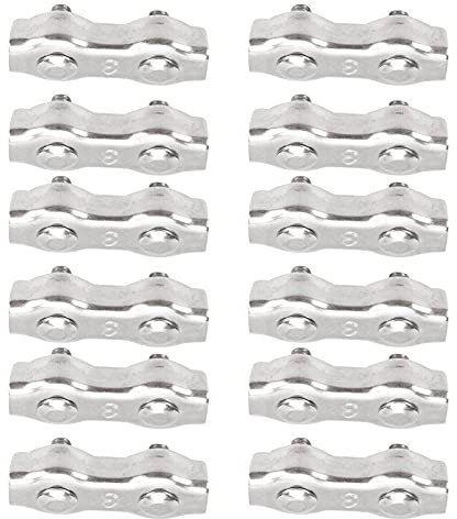 Zunate Clip de Câble Métallique, 12pcs Dispositif de Verrouillage Clip de Fil d'acier Clips de Câble de Fixation en Acier Inoxydable pour la Construction/câbles Métalliques/VR