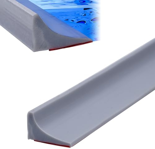Silicone Water Stopper Shower Splash Protection, 200 cm Walk-in Shower Floor Water Barrier, Silicone Shower Threshold for Frameless Shower Door, Water Stopper Strip for Wet and Dry Separation (Grey)